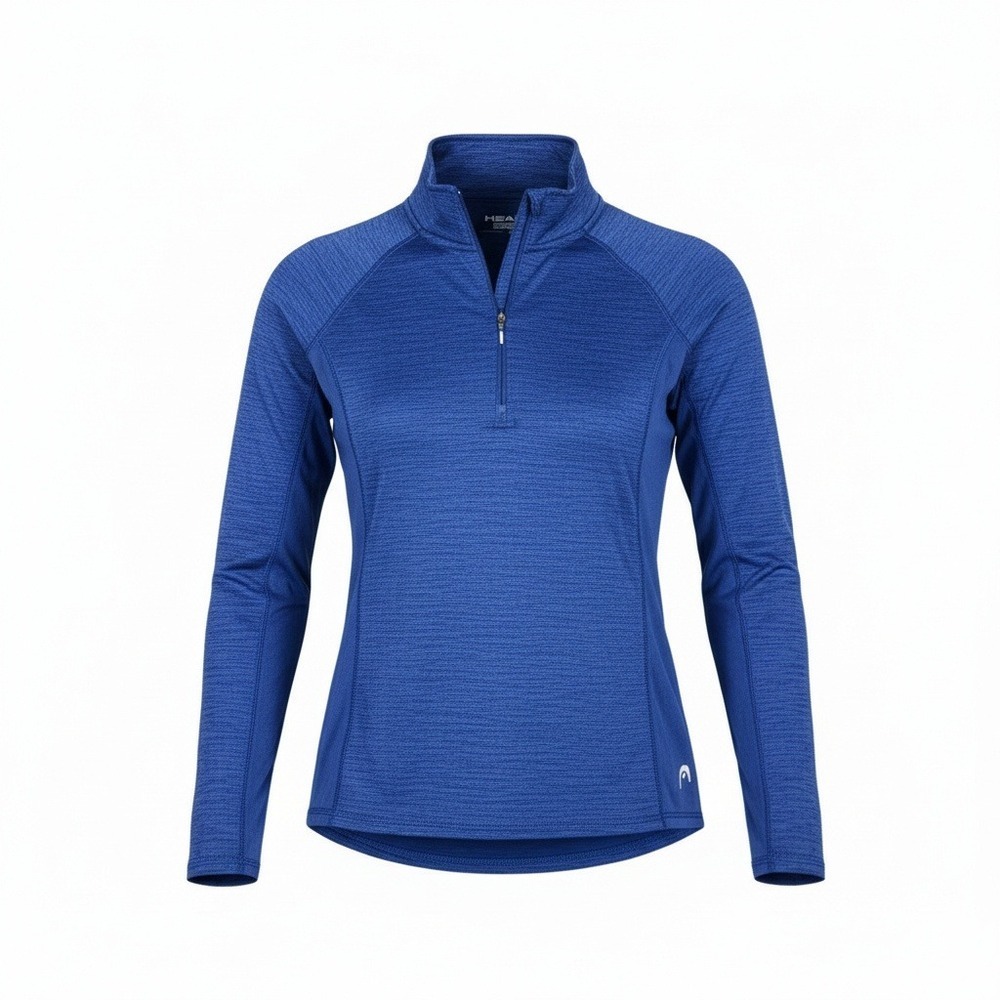 HEAD Womens Blue Space Dye Quarter Zip Pullover Athletic Top Size Large